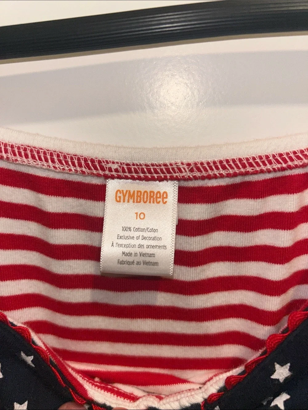 Gymboree Red and White Striped Romper Size 10 with Navy Star Bow